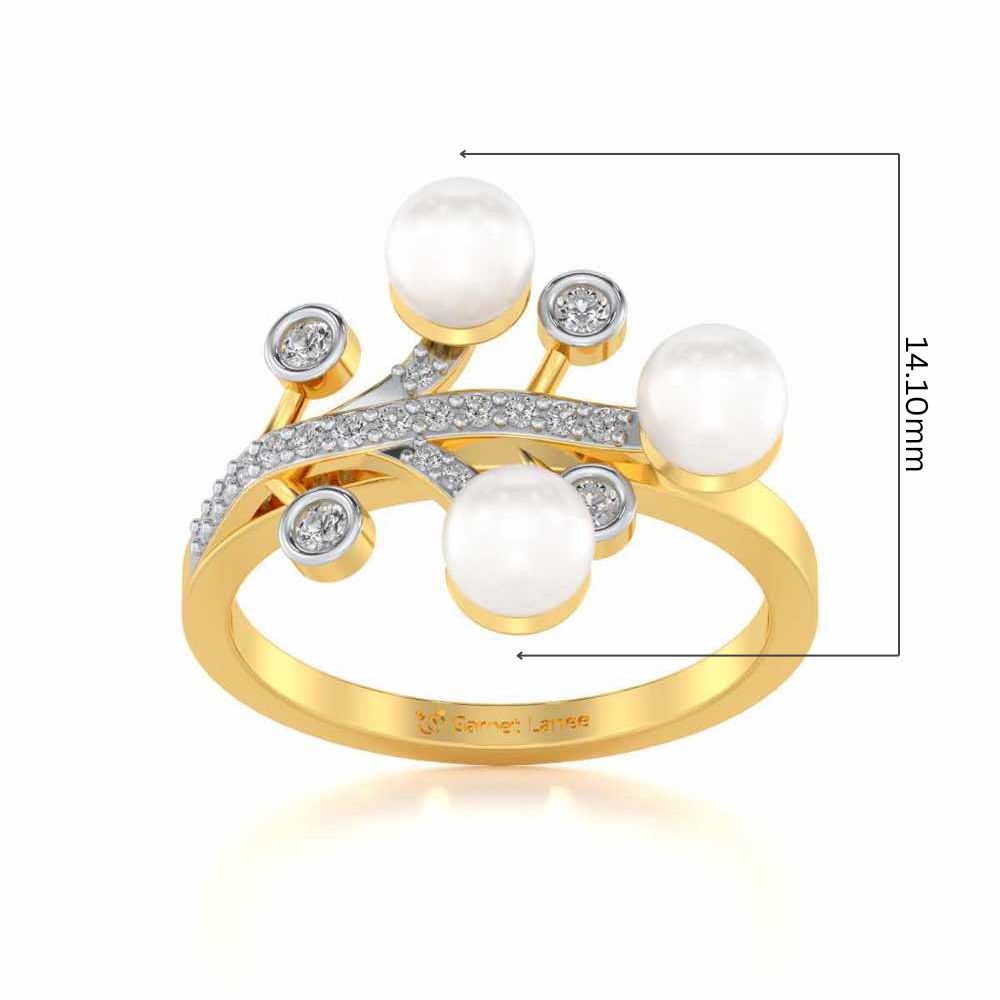 Growth Silver Pearl Ring - Yellow Gold - Image 5