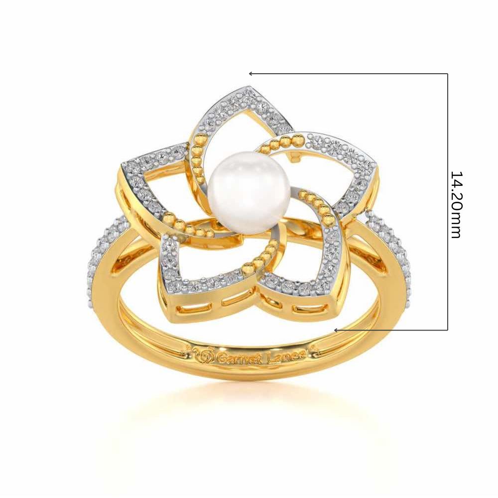 Pole Star Silver Pearl Ring - Yellow Gold - Image 5