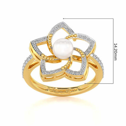 Pole Star Silver Pearl Ring - Yellow Gold - Image 5