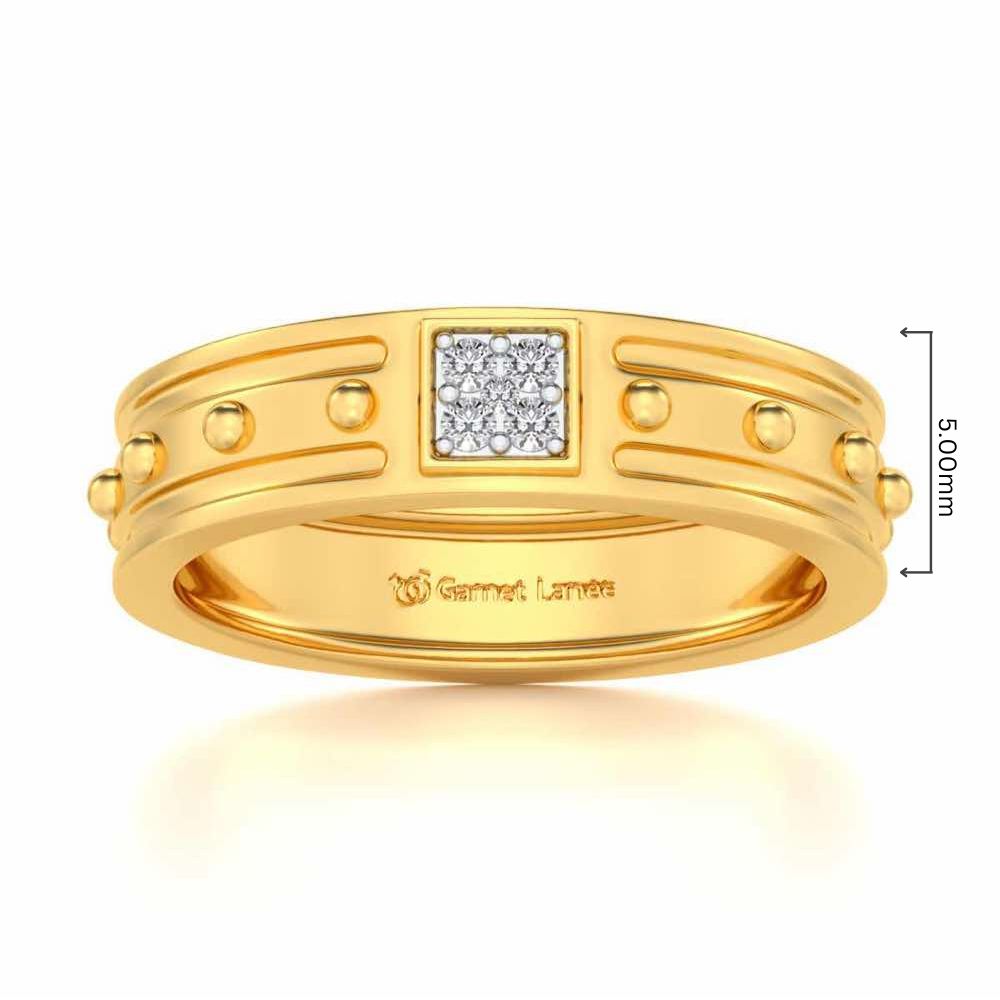 Floral Silver Band Ring - Yellow Gold - Image 5