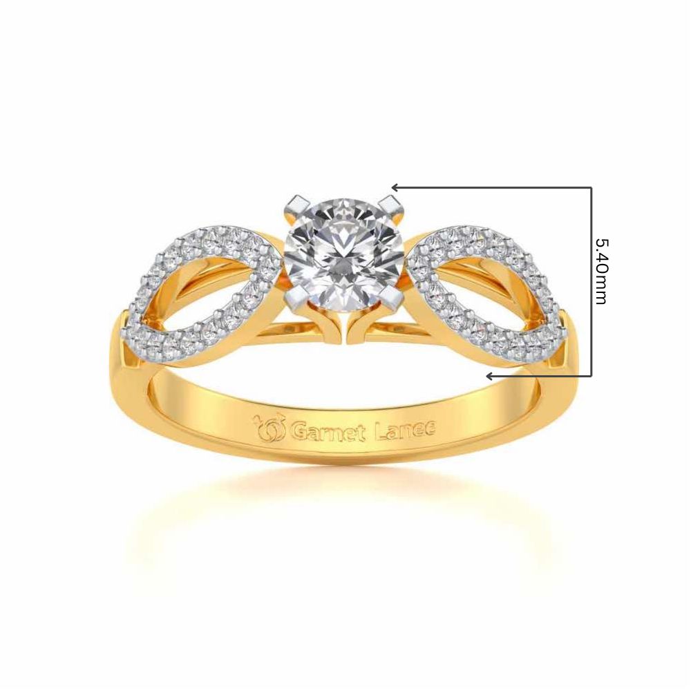 Angel Solitaire Silver Ring - Yellow Gold - Image 5