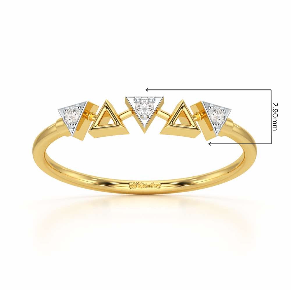 Triangle Meet Silver Ring - Yellow Gold - Image 2