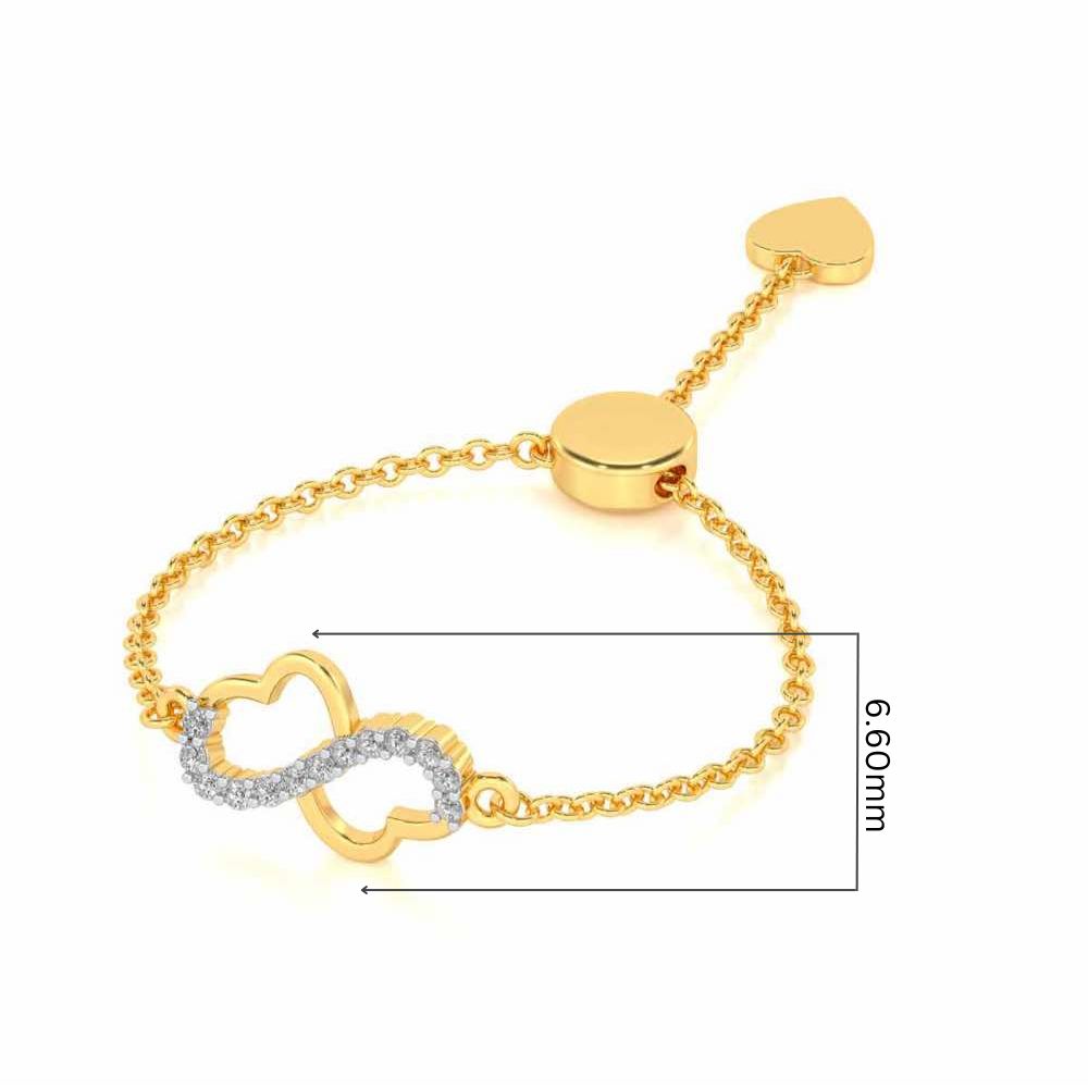 Heart Wave Adjustable Silver Ring - Yellow Gold - Image 5