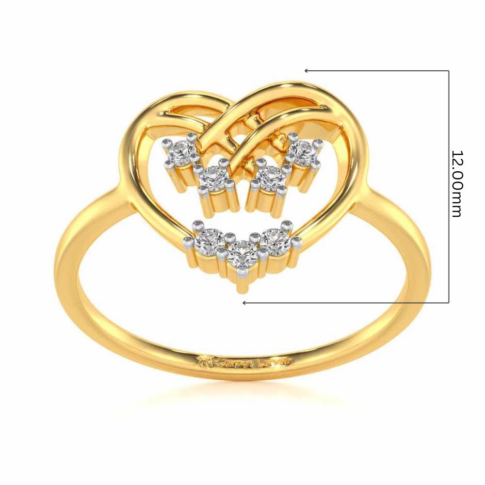 Flare Heart Silver Ring - Yellow Gold - Image 5
