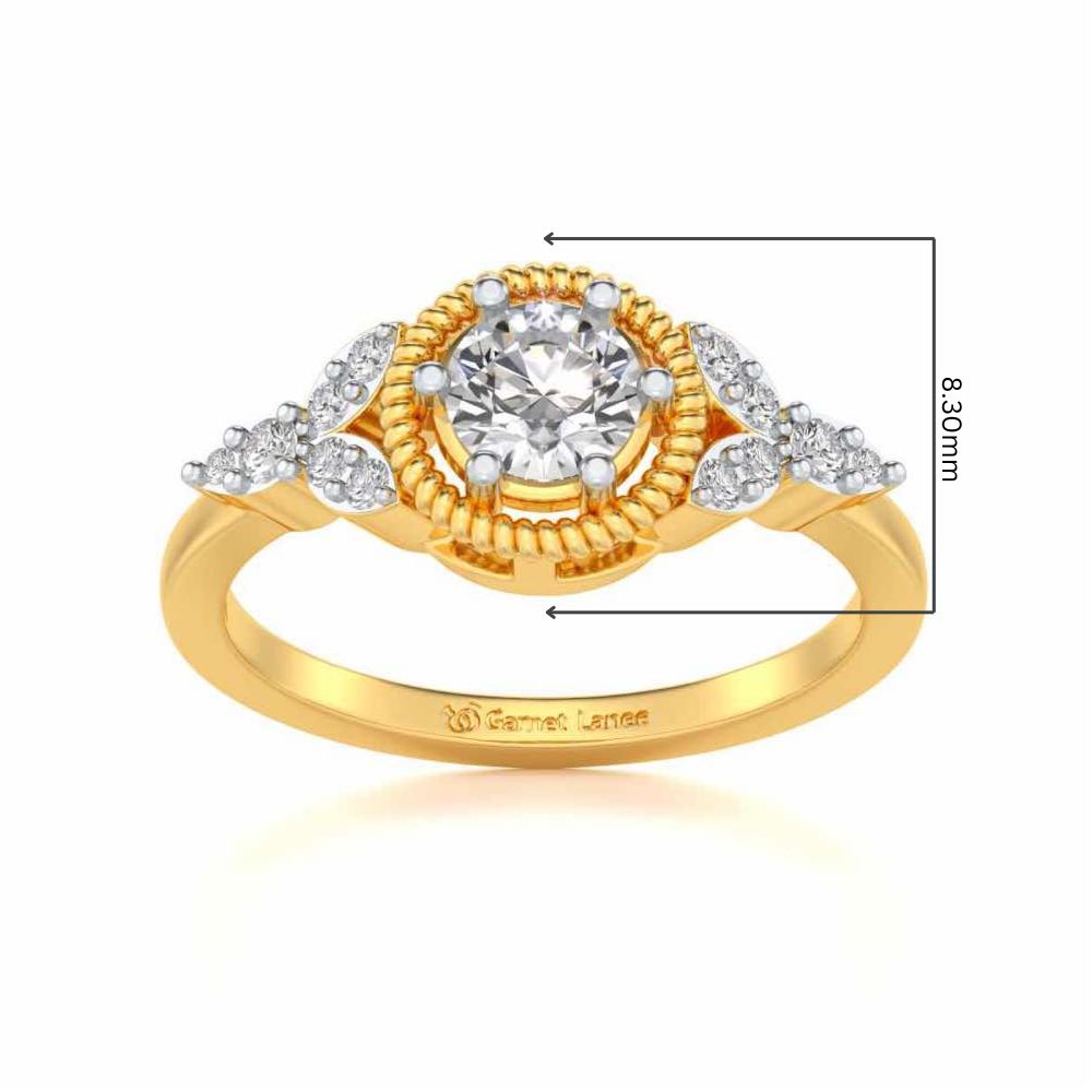Brandish Solitaire Silver Ring - Yellow Gold - Image 5