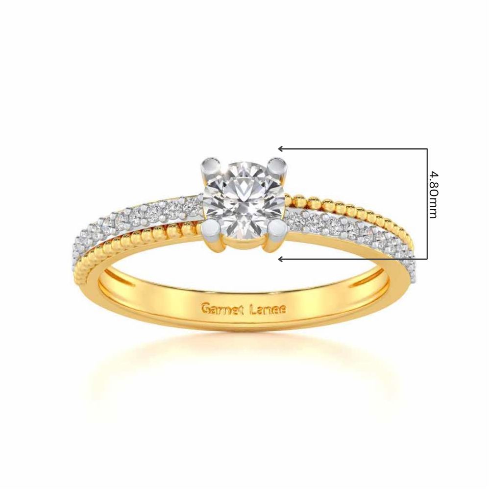 Esteem Solitaire Silver Ring - Yellow Gold - Image 5