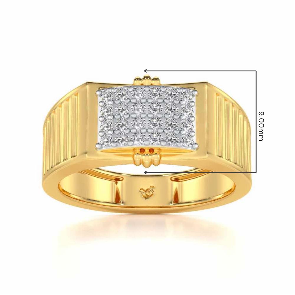 Bulge Silver Ring For Men - Yellow Gold - Image 5