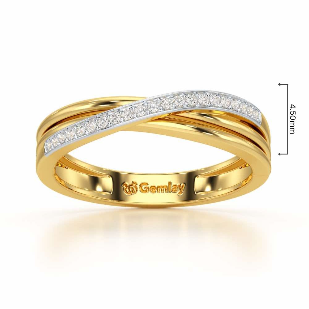 Three Crossing Silver Ring - Yellow Gold - Image 2