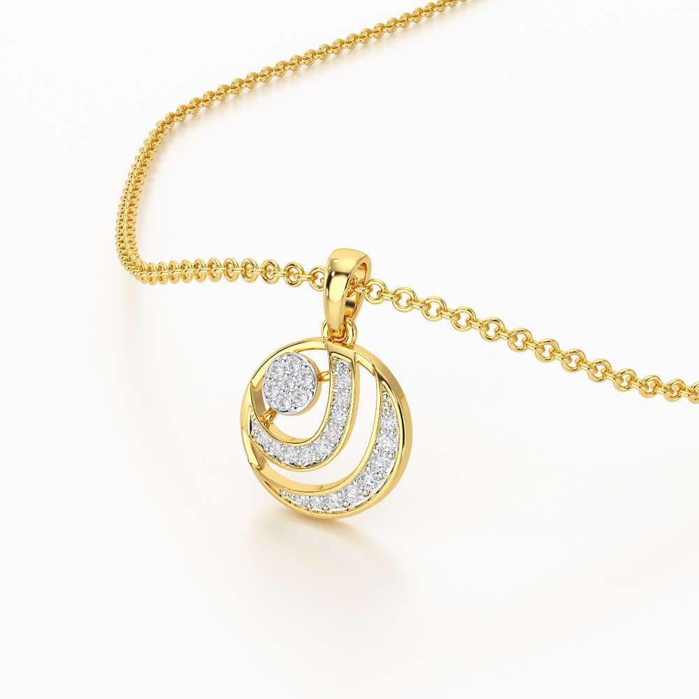 Silver Ripples Silver Pendant - Yellow Gold - Image 2