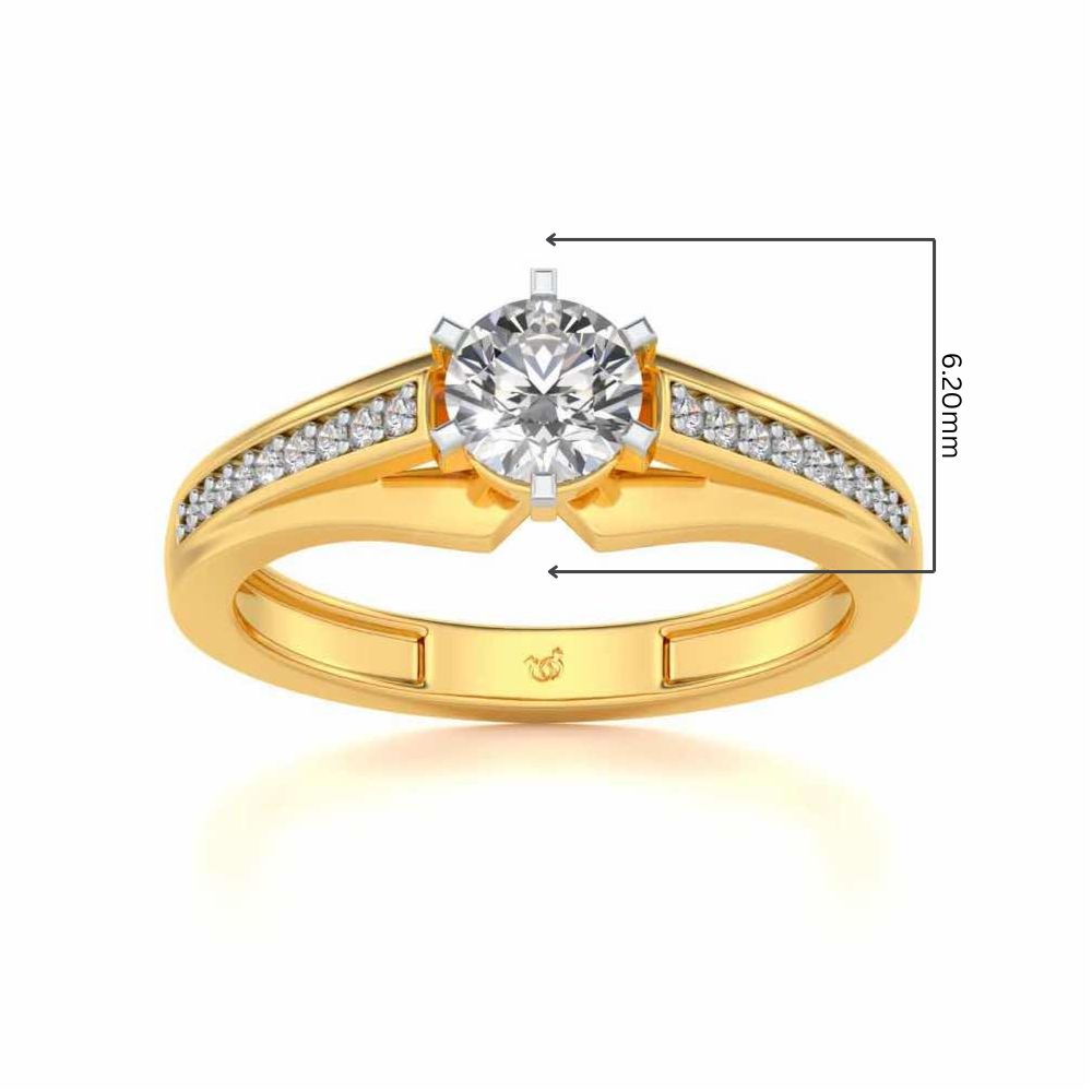 Opulent Solitaire Silver Ring - Yellow Gold - Image 5