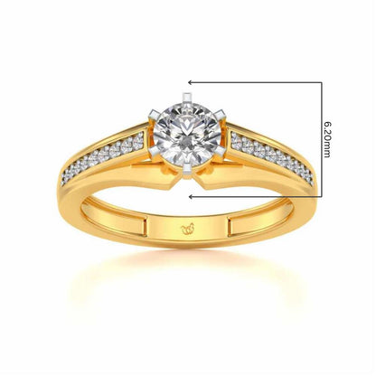 Opulent Solitaire Silver Ring - Yellow Gold - Image 5