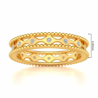 Wavy Shine Silver Band Ring - Yellow Gold - Image 5
