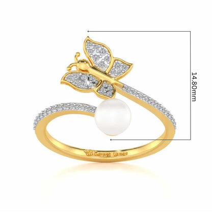 Fresh Wings Silver Pearl Ring - Yellow Gold - Image 5