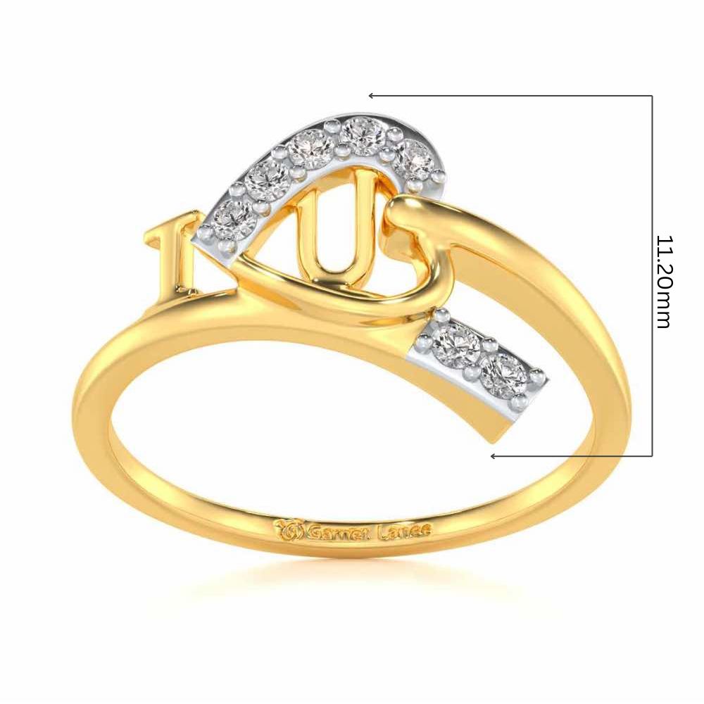 I-Heart-U Silver Ring - Yellow Gold - Image 5