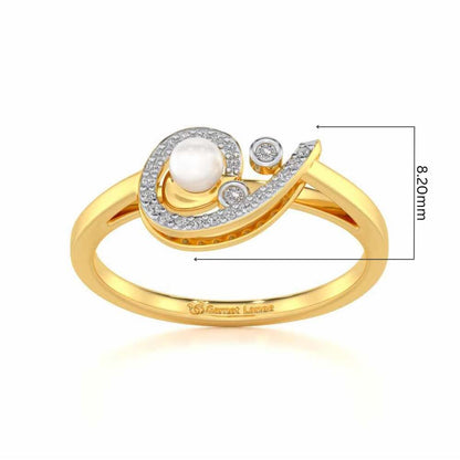 Spin-in Silver Pearl Ring - Yellow Gold - Image 5