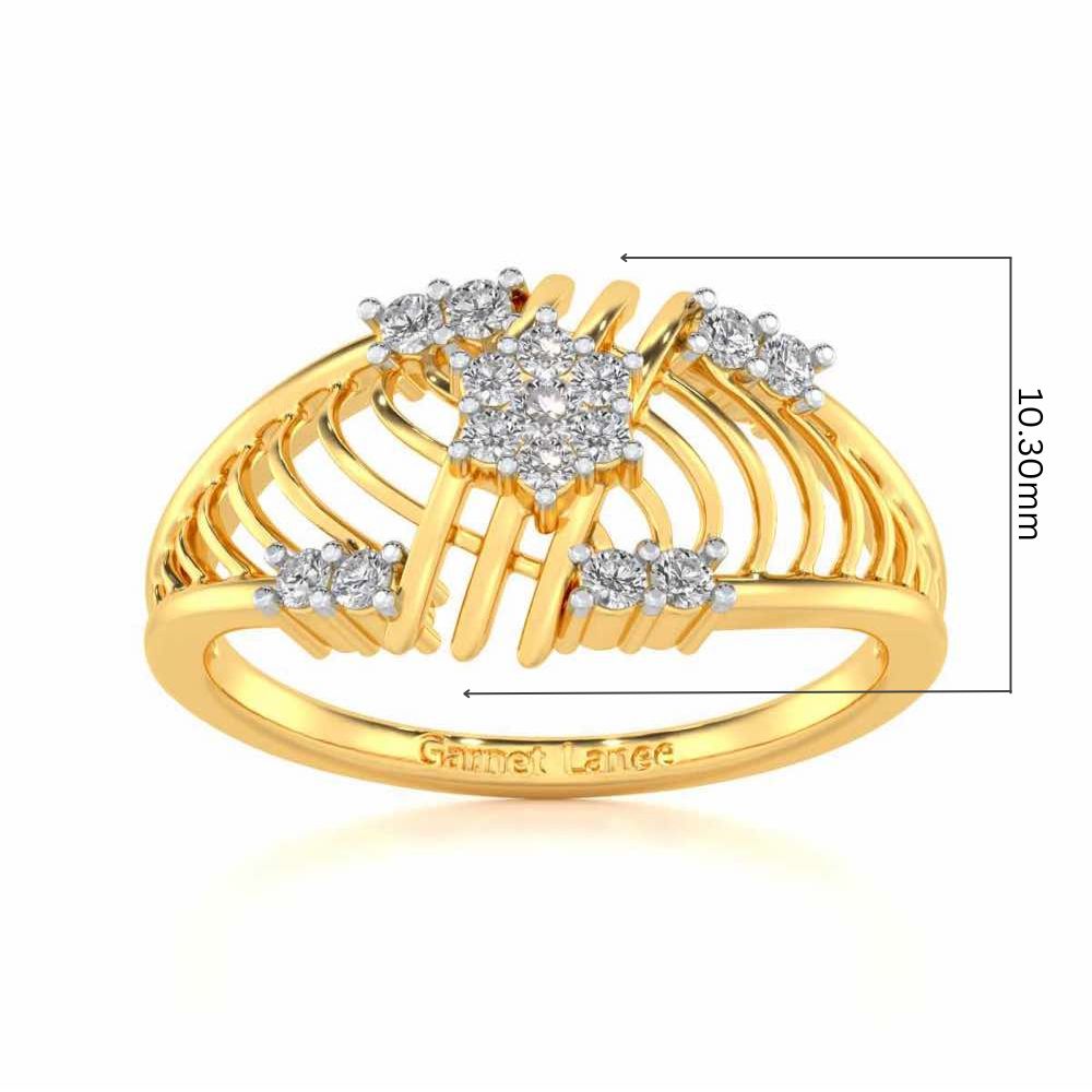 Semi Lattice Silver Ring - Yellow Gold - Image 5