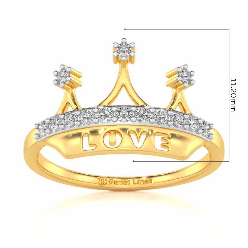 Love Crown Silver Ring - Yellow Gold - Image 5