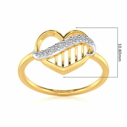 Musical Heart Silver Ring - Yellow Gold - Image 5