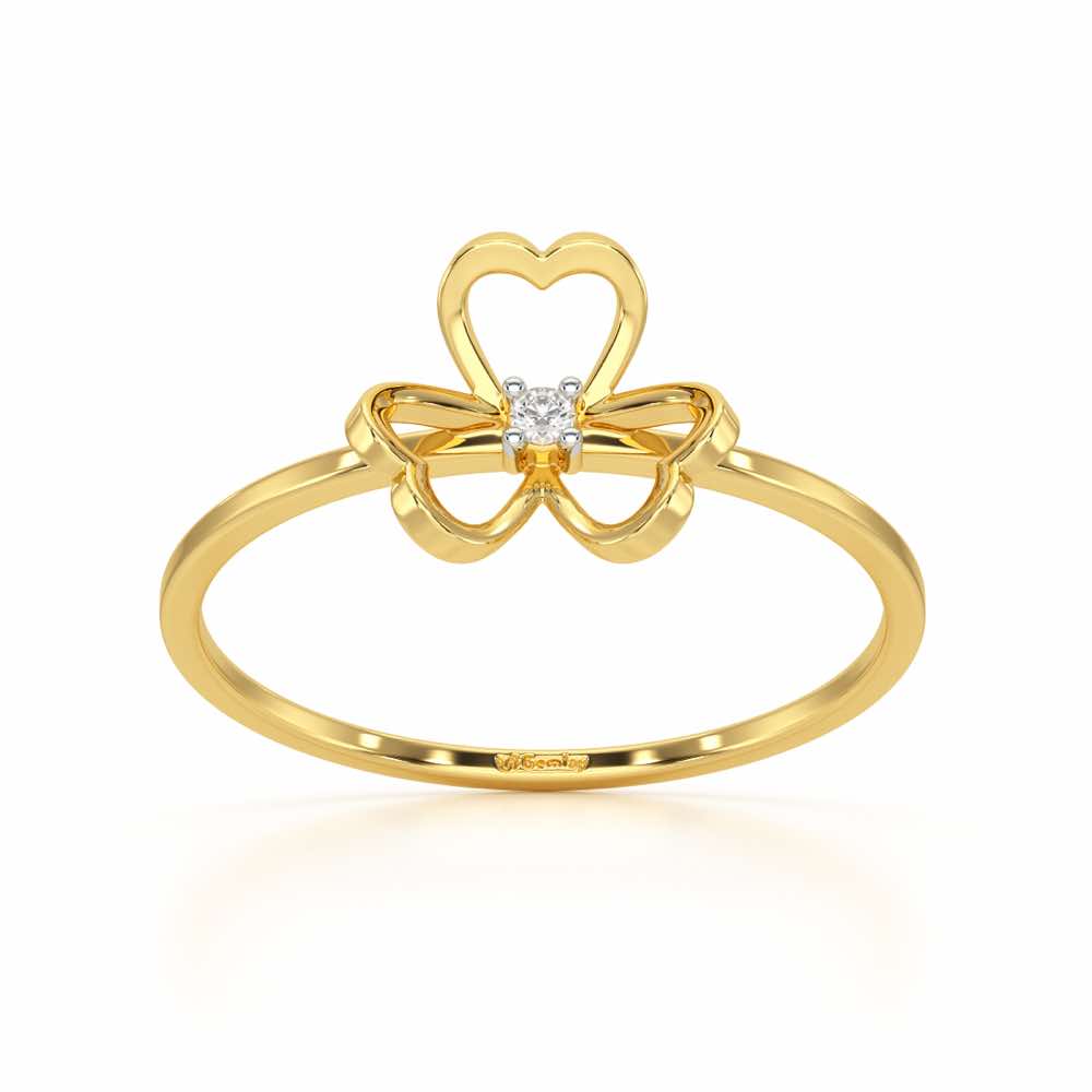 Flower Chord Silver Ring - Yellow Gold - Image 2