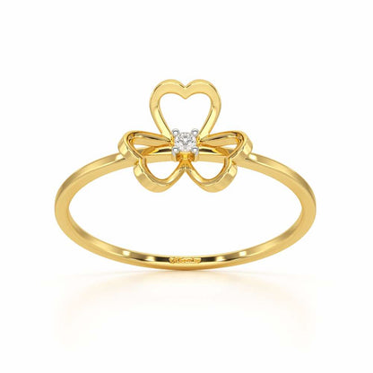 Flower Chord Silver Ring - Yellow Gold - Image 2