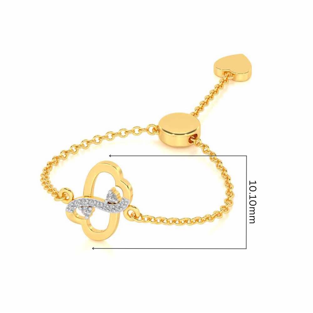Inverted Heart Adjustable Silver Ring - Yellow Gold - Image 5