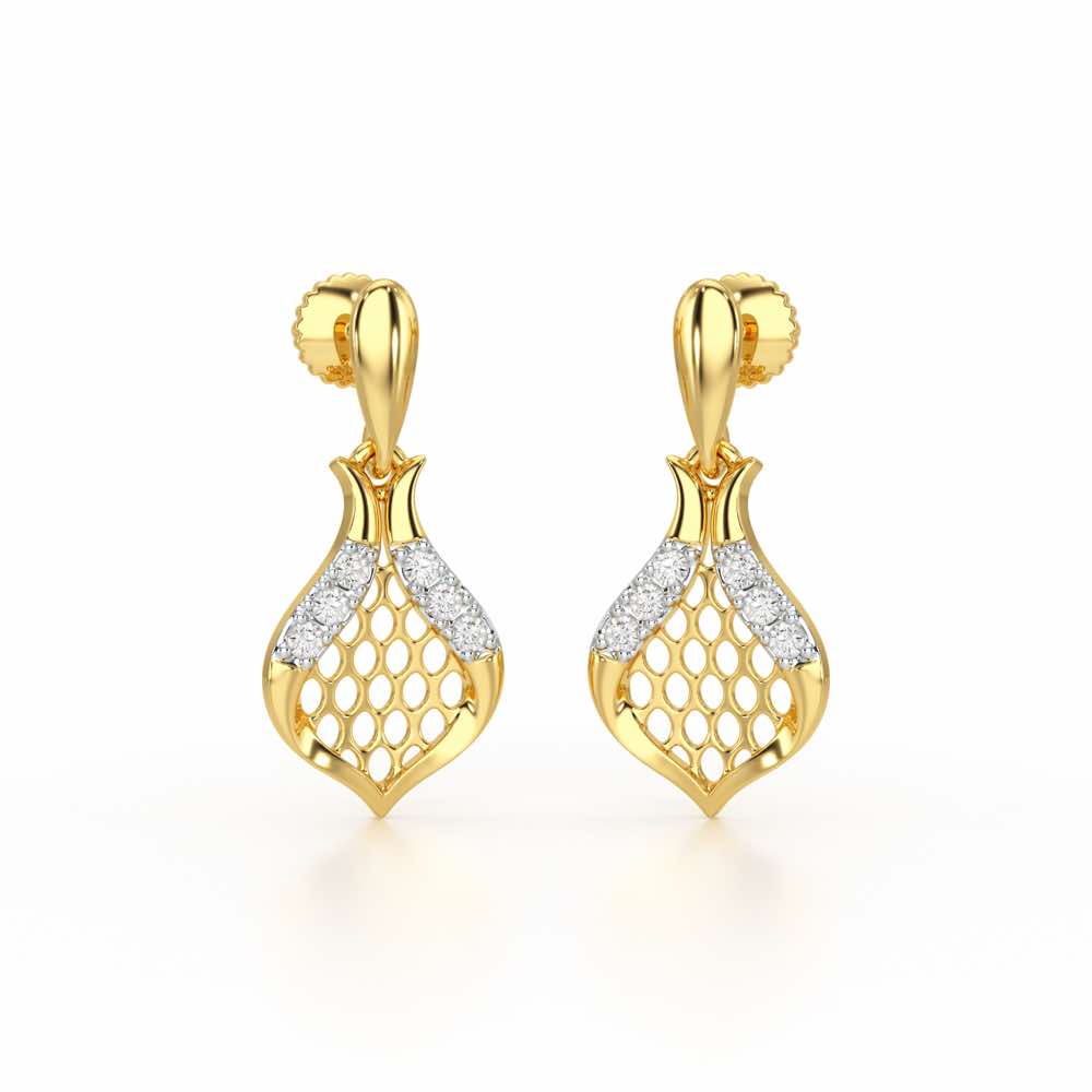 Pasha Elegance Dangler Silver Earrings - Yellow Gold - Image 2