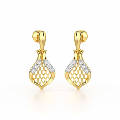 Pasha Elegance Dangler Silver Earrings - Yellow Gold - Image 2