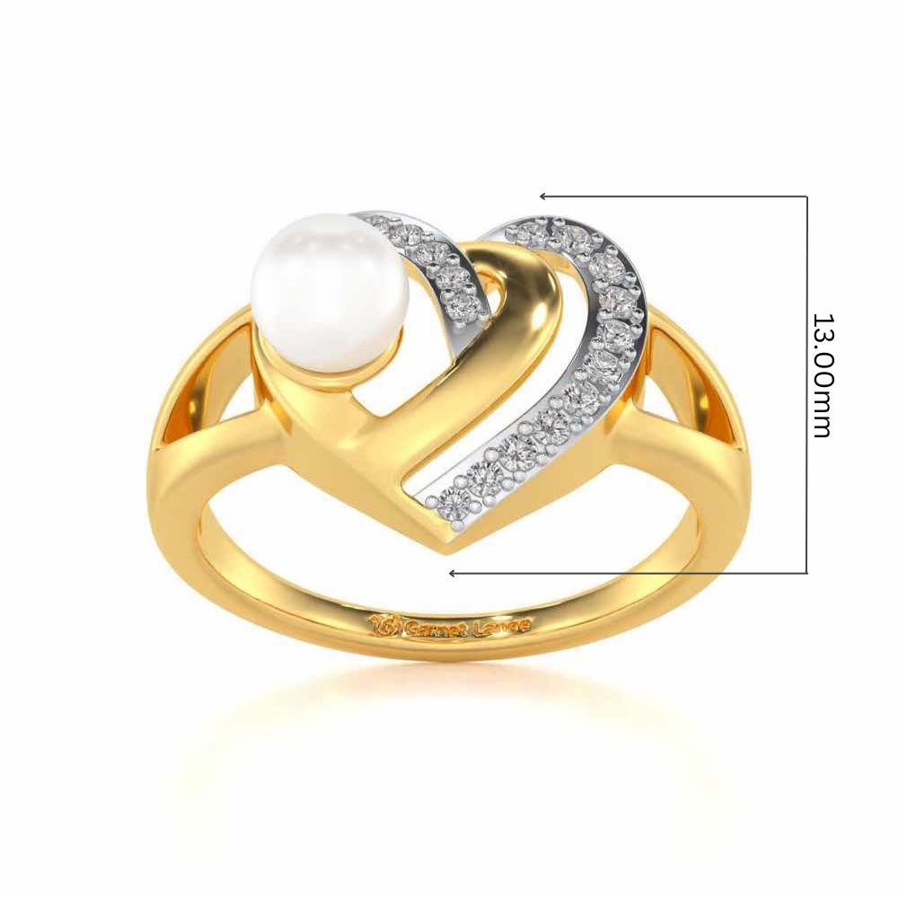 Cosmo-Heart Silver Pearl Ring - Yellow Gold - Image 5