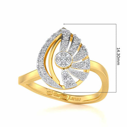 Scintillating Rays Silver Ring - Yellow Gold - Image 5
