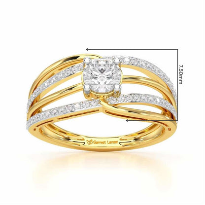 Wave of Opulence Solitaire Ring - Yellow Gold - Image 5