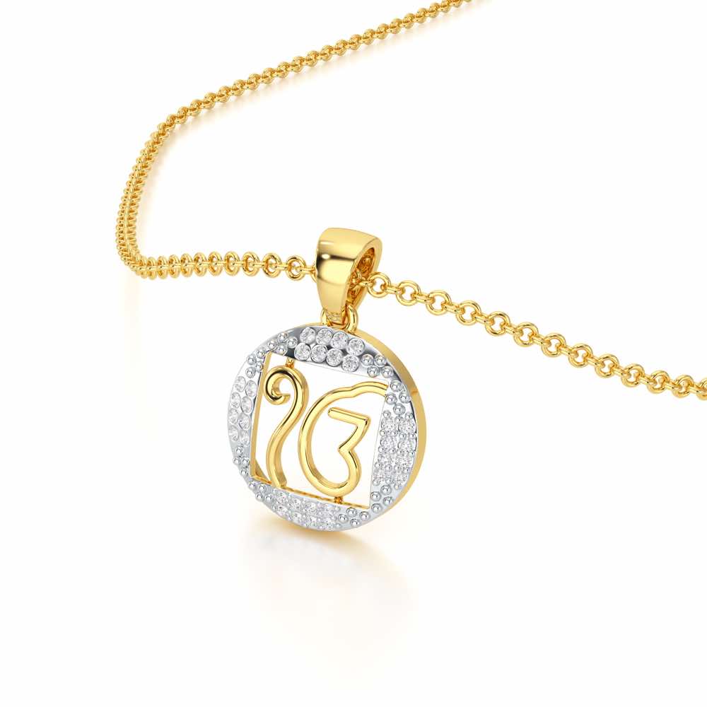 Ek Onkar Divine Silver Pendant - Yellow Gold - Image 2