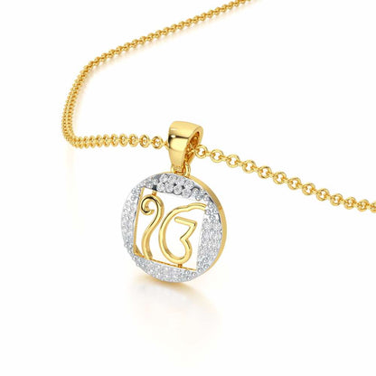 Ek Onkar Divine Silver Pendant - Yellow Gold - Image 2