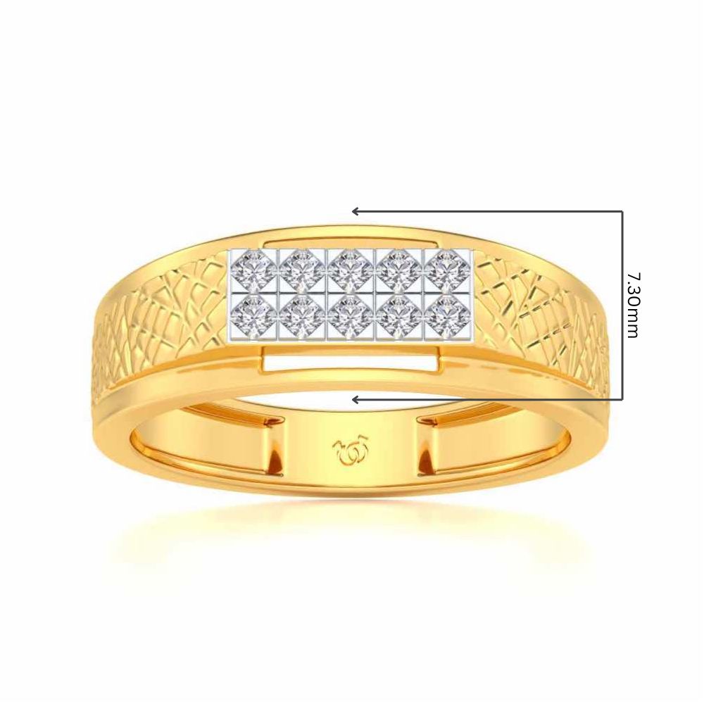 Stud Silver Ring For Men - Yellow Gold - Image 5