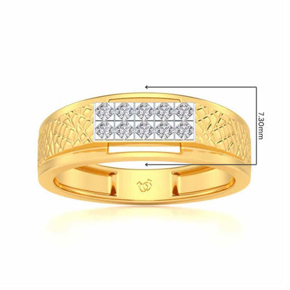 Stud Silver Ring For Men - Yellow Gold - Image 5