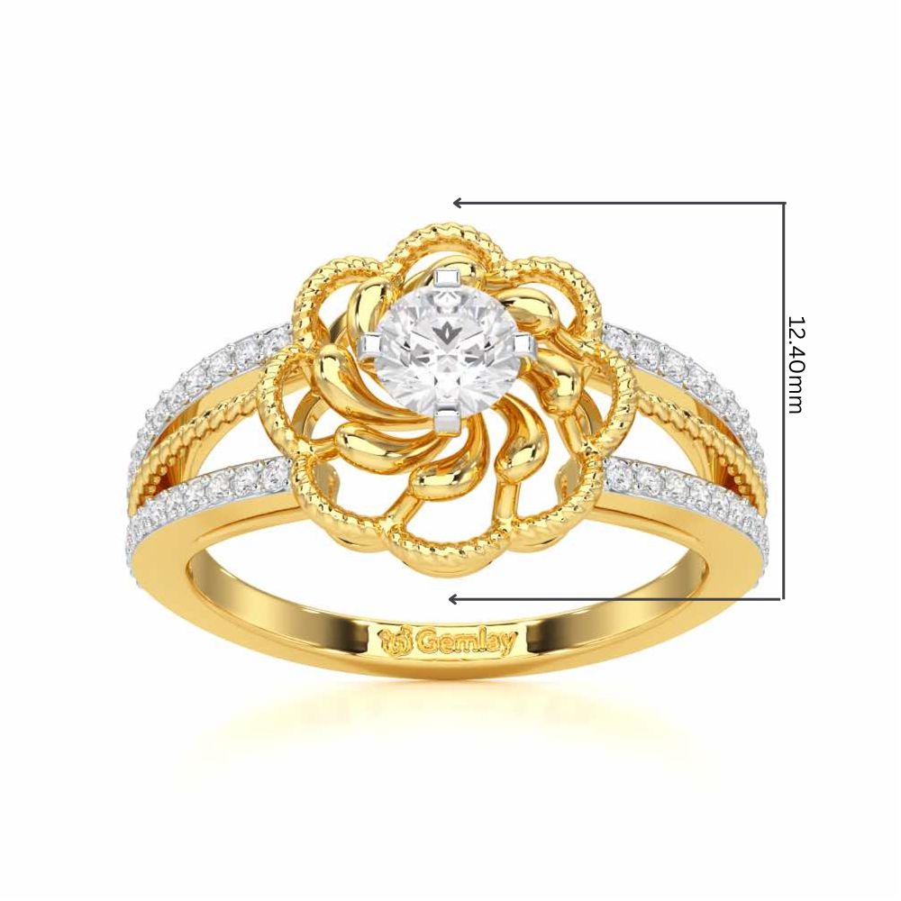 Elegance Bloom Solitaire Ring - Yellow Gold - Image 5