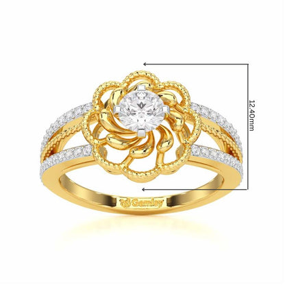 Elegance Bloom Solitaire Ring - Yellow Gold - Image 5
