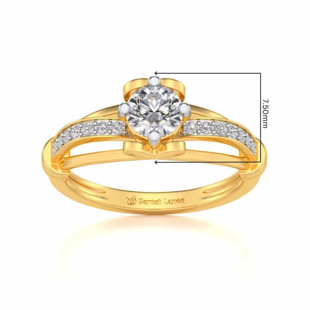 Shine on Heart Solitaire Silver Ring - Yellow Gold - Image 5