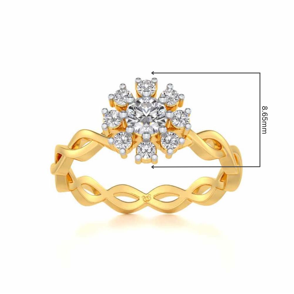 Braded Solitaire Silver Ring - Yellow Gold - Image 5
