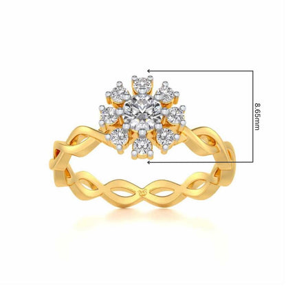 Braded Solitaire Silver Ring - Yellow Gold - Image 5