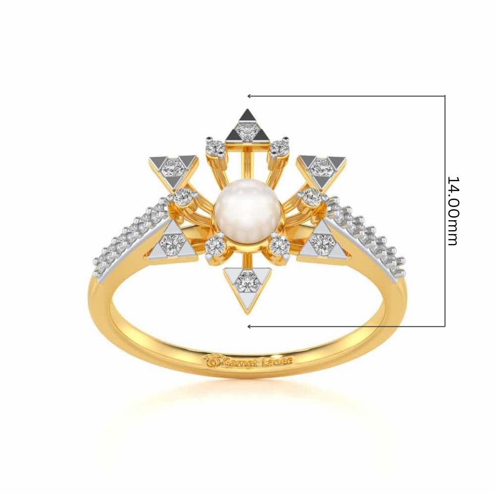 Snow Flake Silver Pearl Ring - Yellow Gold - Image 5