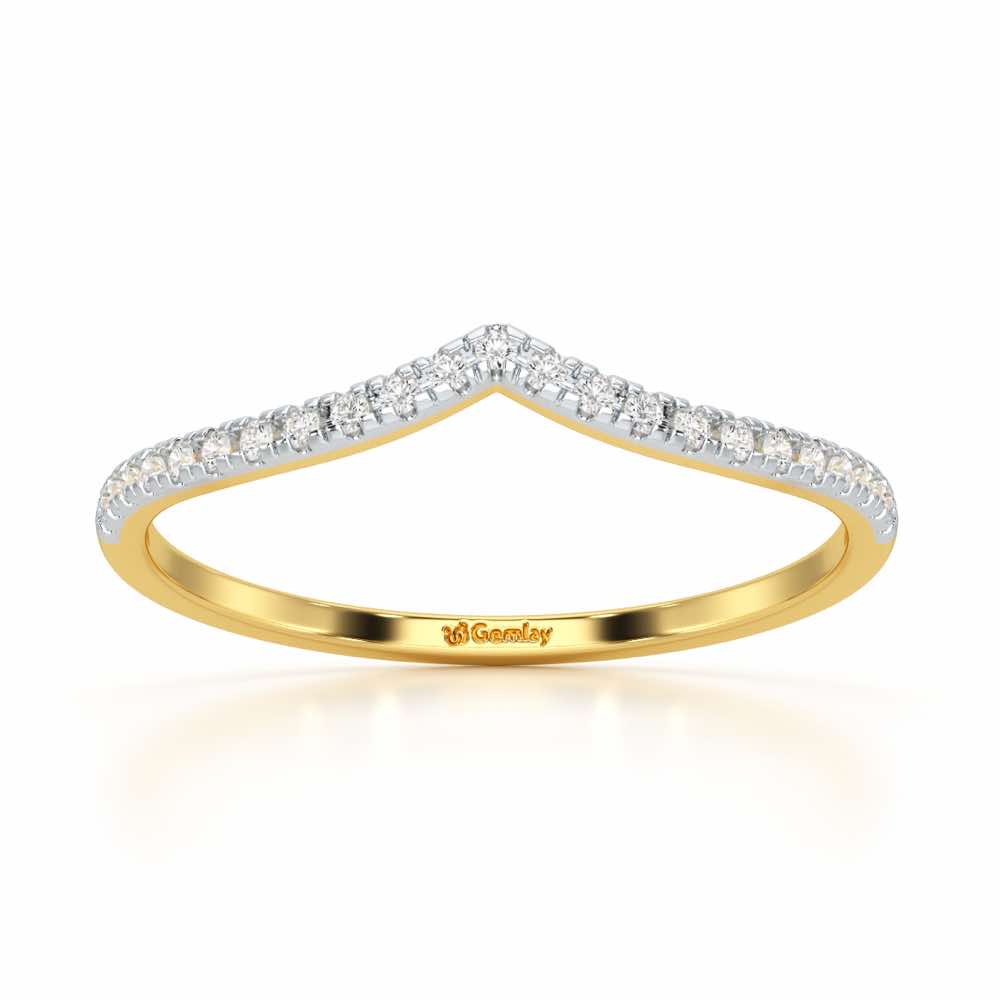 Velvet V Women Silver Ring - Yellow Gold - Image 2