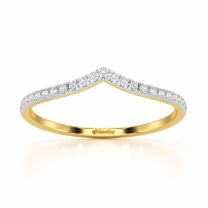 Velvet V Women Silver Ring - Yellow Gold - Image 2