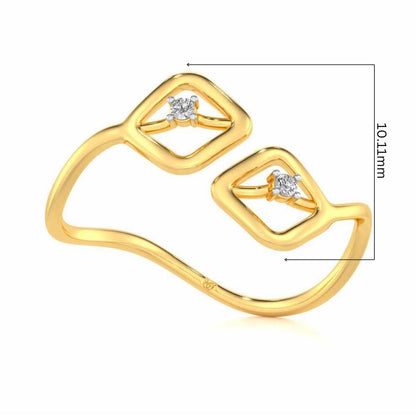 Inverted Twigs Silver Ring - Yellow Gold - Image 5