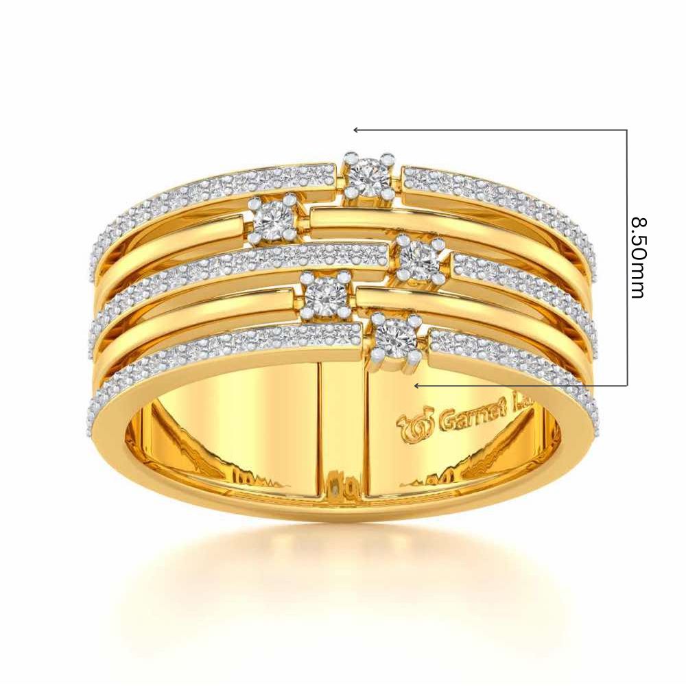 Shimmer Stack Silver Band Ring - Yellow Gold - Image 5