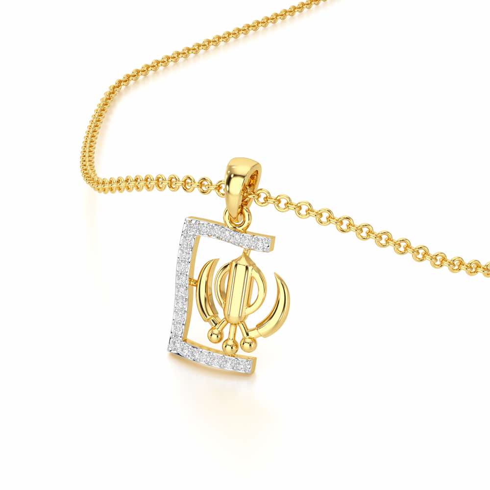 Khalsa Aura Silver Pendant - Yellow Gold - Image 2