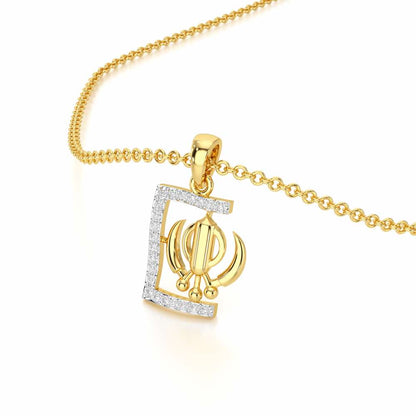 Khalsa Aura Silver Pendant - Yellow Gold - Image 2