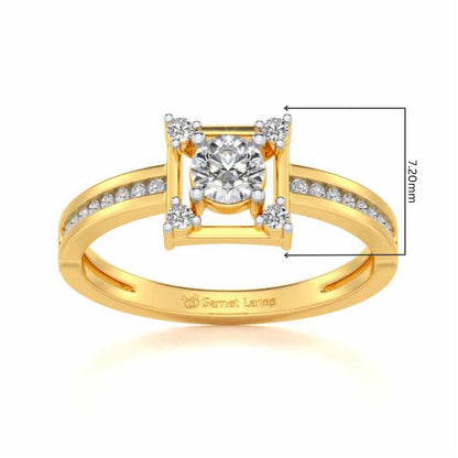 Strength Solitaire Silver Ring - Yellow Gold - Image 5