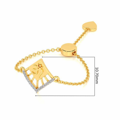 Shiva Crown Adjustable Silver Ring - Yellow Gold - Image 5