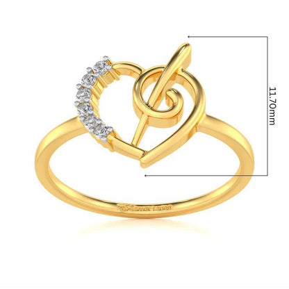 Spiral Heart Silver Ring - Yellow Gold - Image 5