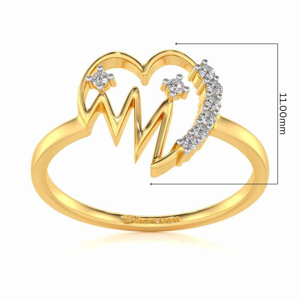 Heart beats Silver Ring - Yellow Gold - Image 5